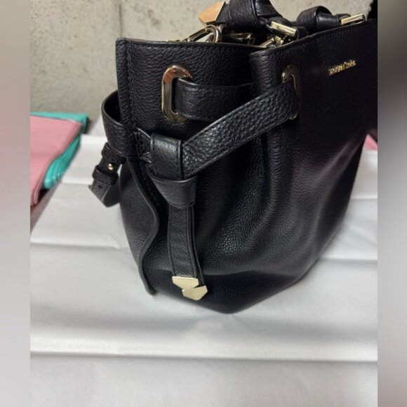 Michael Kors Greta Large Pebbled Leather Satchel Black - Picture 5 of 14